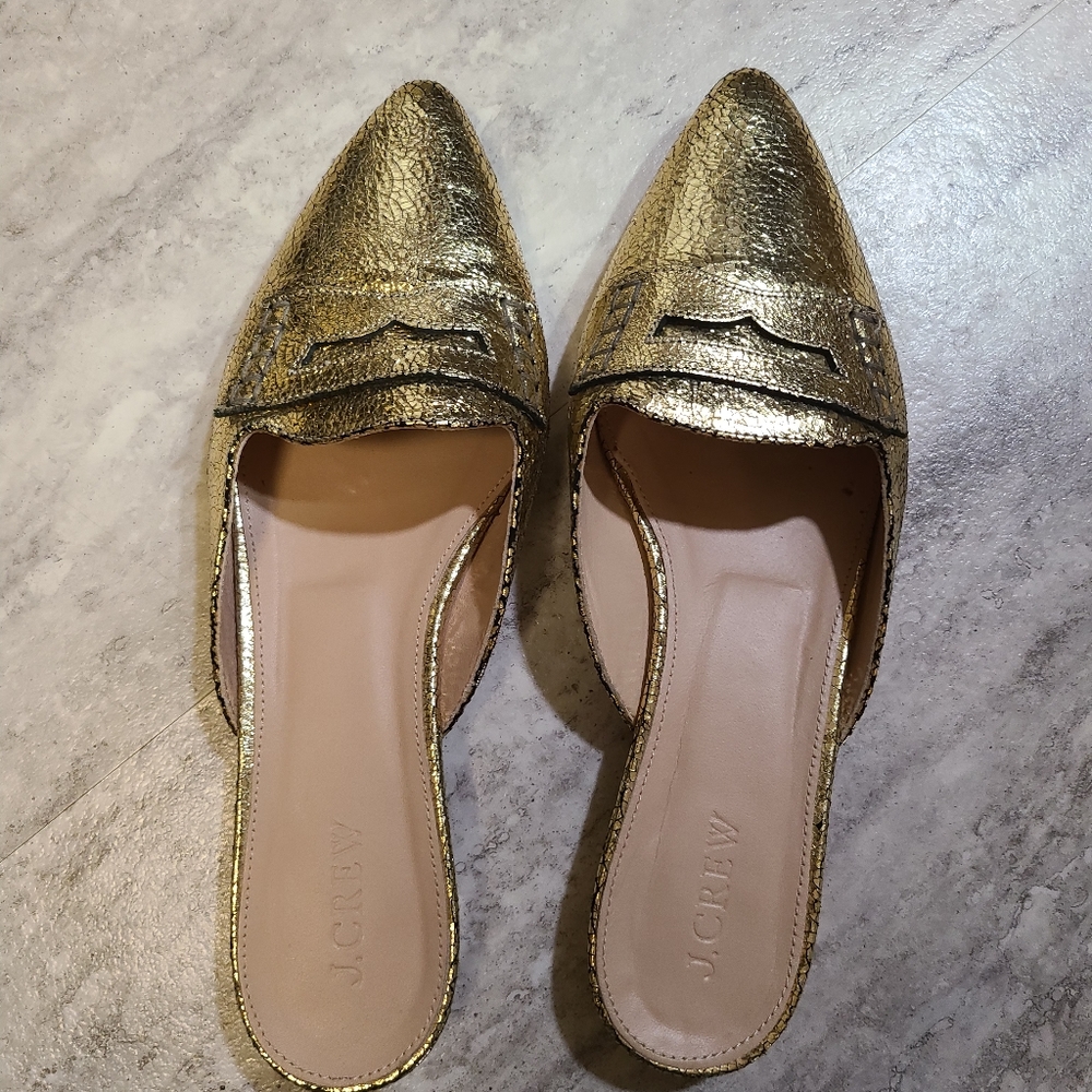 Adorable gold J.Crew mule slide ons